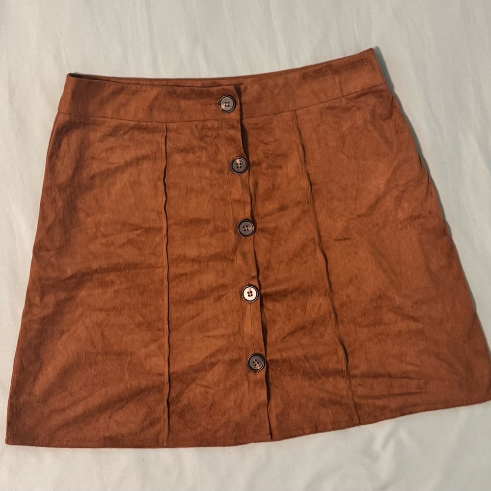 Brown Button-Front Women's Skirt